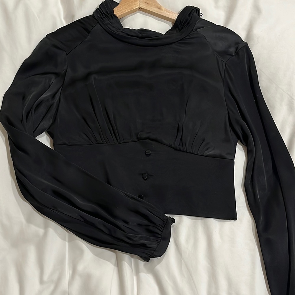 size xs black silk zara top